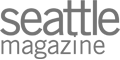 The image shows the logo of "Seattle Magazine" with the name written in lowercase gray letters on a transparent background.