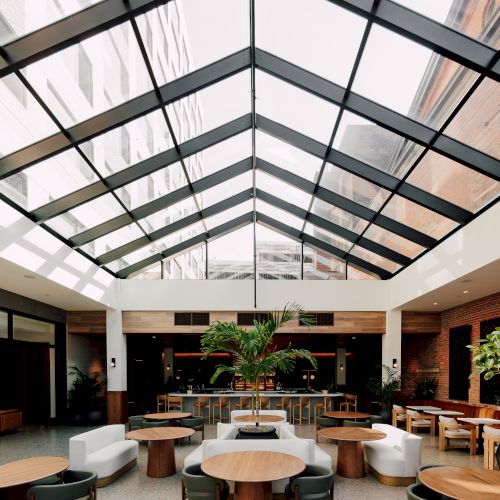 The AC Detroit's interior Conservatory offers an open, airy atmosphere for Bonstelle special events.